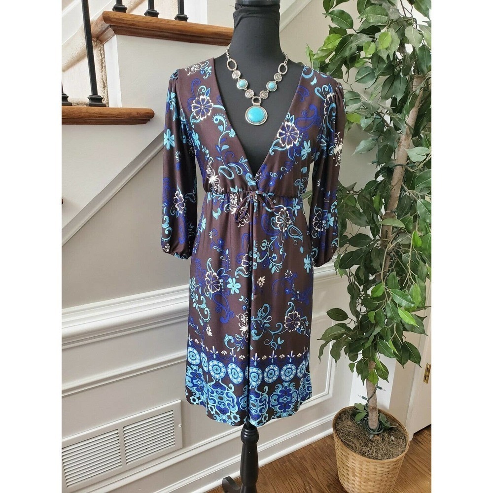 Hypnotized Floral Long Sleeve V-Neck Dress